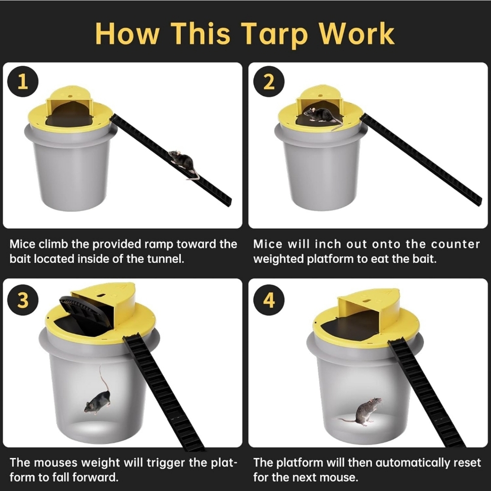 New Mouse Trap, Slip & Slide Mouse Trap Lid, Humane Mouse Trap, Rat Trap, Rodent - Picture 3 of 5